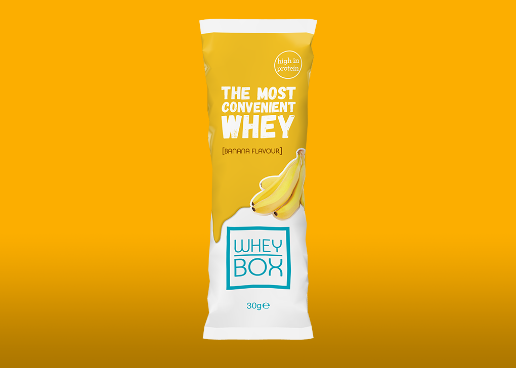 Whey Box - Banana flavour single serving 30g sachet.