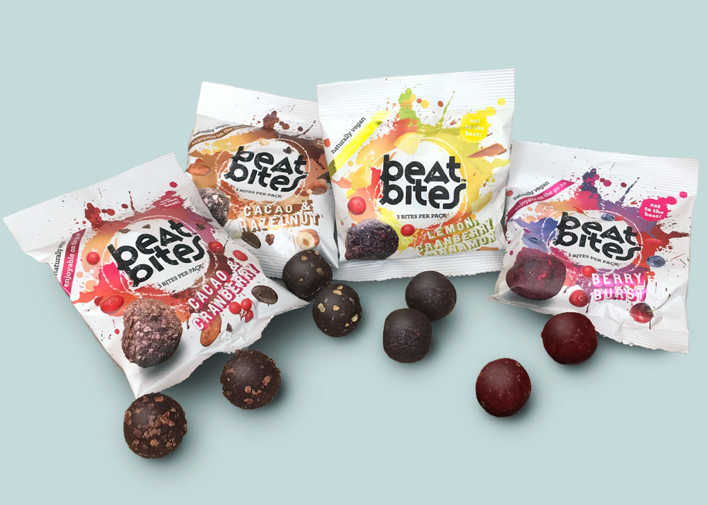 Beat Bites photography of product range including the energy balls