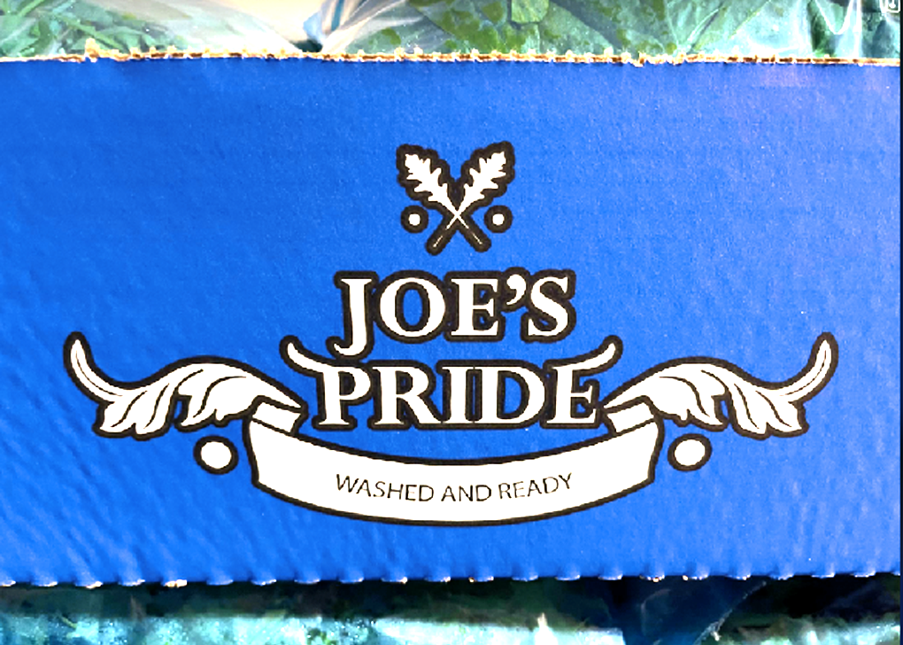 Old Joe's Pride logo printed on side of blue, corrugated salad tray outer for Zenith Nurseries