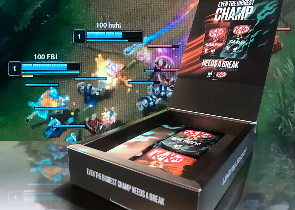 Image of Limited Edition KitKat's showcased in an old school PC game style box, produced for LEC